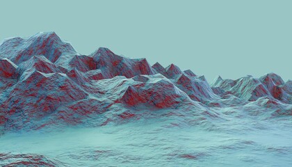 Abstract 3d Sci-fi environment background with red and blue terrain and plane area 