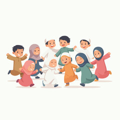 illustration of a child welcoming Ramadan