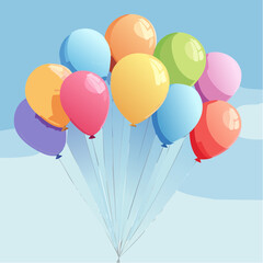 Obraz premium Vector Image: Big Bunch of Colorful Helium Balloons 9