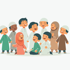 illustration of a child welcoming Ramadan