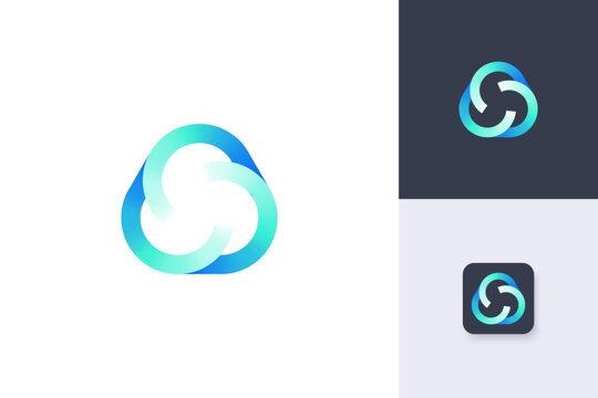 triangle round logo design vector template