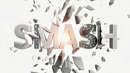 Smash Word Animation: 3D Text Breaking Apart and Reassembling with Glittering Effect - Powered by Adobe