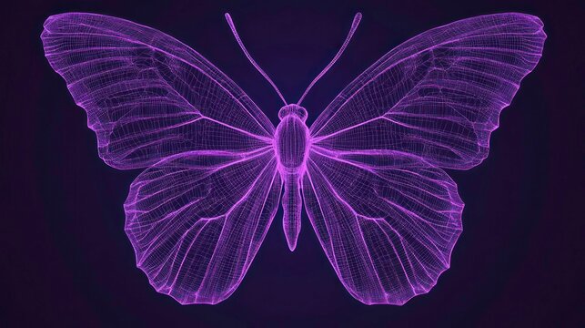 Wireframe butterfly, abstract digital art