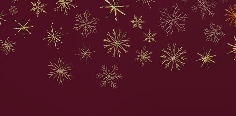 Elegant gold snowflakes on a rich ruby red background, perfect for winter holiday designs, Christmas cards, and festive celebrations.