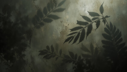 Shadowed Fern Leaves Botanical Abstract in Soft Natural Light for Nature and Environmental Marketing