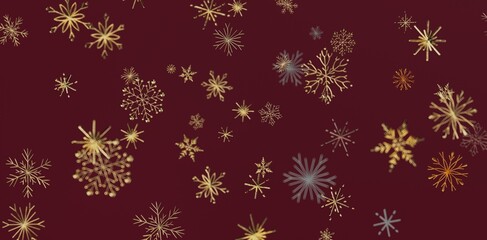 Festive background with detailed golden snowflakes on a deep red backdrop. Perfect for Christmas, New Year's, and holiday designs.