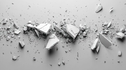 Shattered white fragments on a light gray background