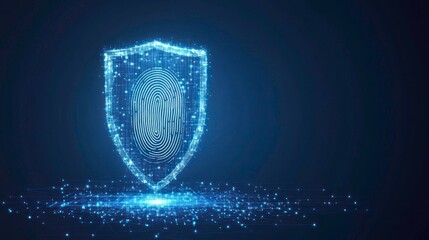 Digital shield with fingerprint graphic