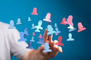 Abstract image representing communication, connection, and social networking with interconnected...