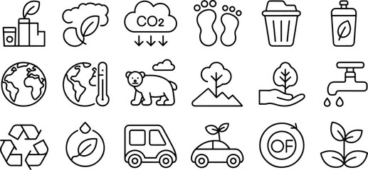 Environmental Conservation and Sustainability Icons Representing EcoFriendly Practices and Protecting Our Planet for Future Generations