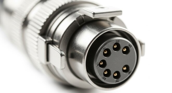 産業機器向けの堅牢な多極コネクタの高品質なクローズアップ写真