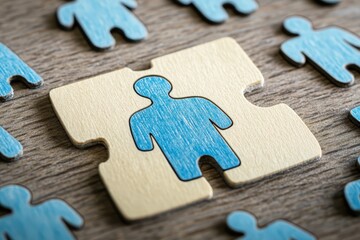 Team Puzzle Piece: Symbolizing unity and collaboration, a single puzzle piece stands out amidst a collection of smaller pieces, representing the power of teamwork.