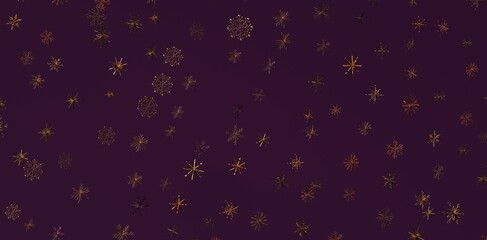 Fototapeta premium Abstract gold snowflakes on a deep purple backdrop. Perfect for seasonal designs, Christmas cards, and festive backgrounds. Ideal for events and