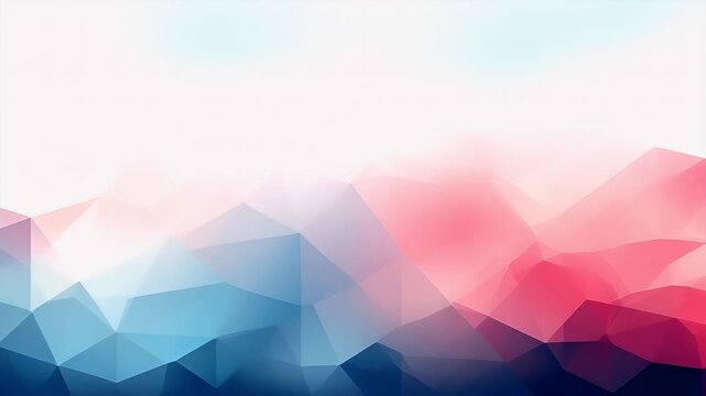 Digital art wallpaper background. abstract geometric background with overlapping triangles in shades of blue, pink.