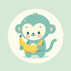 illustration of a monkey holding a banana