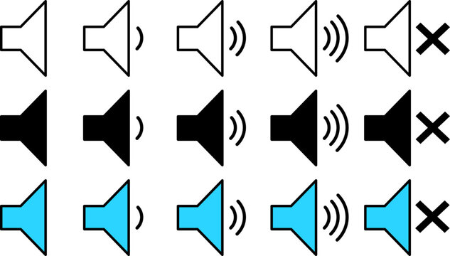 Speaker Volume Control Black, Blue, and White Illustration of Audio Settings