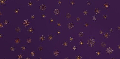 Elegant abstract background of gold star sparkles on a rich purple backdrop. Perfect for holiday design, invitations and more. Festive, luxuriou