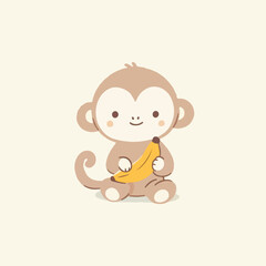 Fototapeta premium illustration of a monkey holding a banana