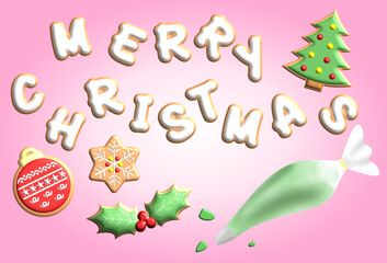 Christmas Cookie Making with Pink Background