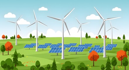 Naklejka premium wind turbines farm