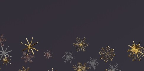 Stunning abstract background featuring gold and gray snowflake designs. Perfect for holiday greetings, winter events, and festive pro