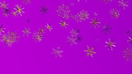Abstract snowflakes in a digital illustration against a vivid purple background, evoking winter and holiday feelings.