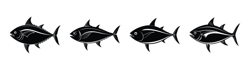 Fototapeta premium Black and white pompano fish vector illustration for fishing and seafood design projects and prints