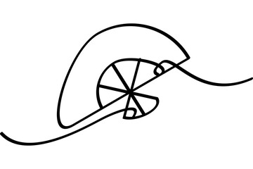 Illustration of a hand fan with a continuous line design. An interesting abstract line art design.