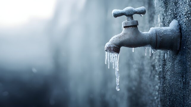 Outdoor spigot shows significant ice buildup during extremely cold weather conditions