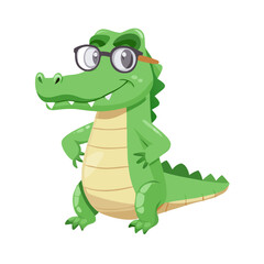 Obraz premium Realistic animated crocodile wearing sunglasses
