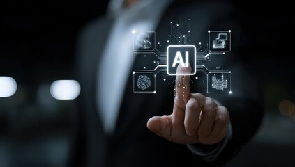 Businessman Interacting With Artificial Intelligence Interface Representing Technology And Innovation