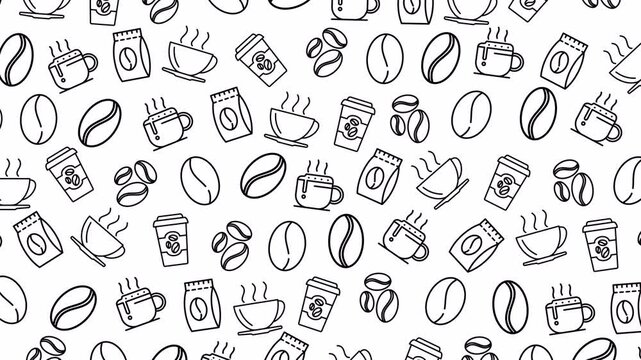 coffee themed pattern with transparent background. Ideal for background and coffee shop decor.