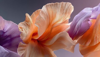 Abstract Digital Art with Textured Surface in Orange Purple and Blue Hues