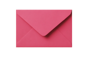 Pink square envelope closed against black background with subtle texture paper, Isolated On Transparent Background, Png Cut Out