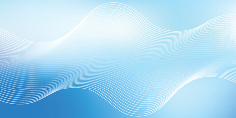 Abstract blue gradient background with shining lines waves. Minimalist background for banner, poster, cover, brochure, flyer, website