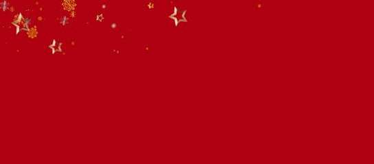 A vibrant red background with golden stars and snowflakes creating a festive and celebratory feel. Perfect for holiday themes, Christmas and New
