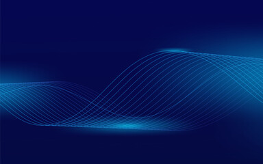Futuristic technology concept with glowing light waves and dynamic energy on a blue digital background