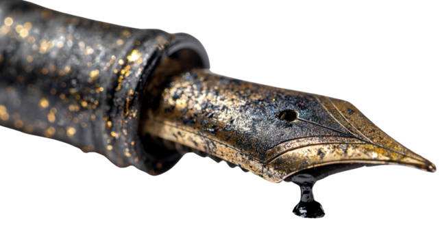 vintage fountain pen on white background 