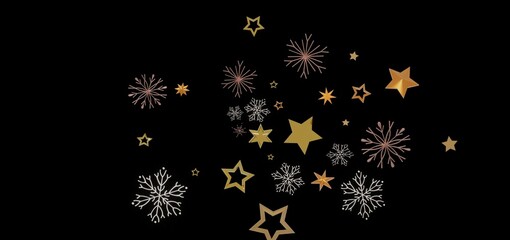 Beautiful winter background with gold stars and snowflakes. Perfect for Christmas, New Year, and winter holidays.