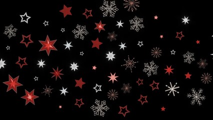 Festive winter background with red and white stars and snowflakes. Perfect for Christmas or holiday designs.