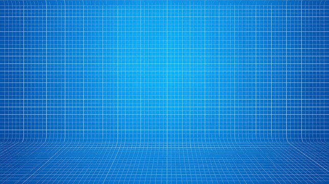 Abstract Grid Pattern Composition Featuring Lines And Blue Background Illuminating Light Effects - Powered by Adobe