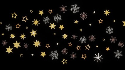 Beautiful winter background with gold stars and snowflakes. Perfect for Christmas, New Year, or winter holidays.
