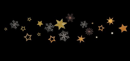 Beautiful festive background with gold stars and snowflakes. Perfect for Christmas, New Year, and winter holidays.