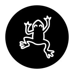 black and white illustration of a frog