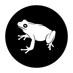 black and white illustration of a frog