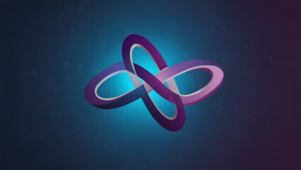 Obraz premium Vibrant 3D render of an impossible looped shape, a futuristic symbol of eternal connection and innovation on a dark blue backdrop