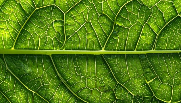 Closeup Green Leaf Veins Detailed. - Powered by Adobe