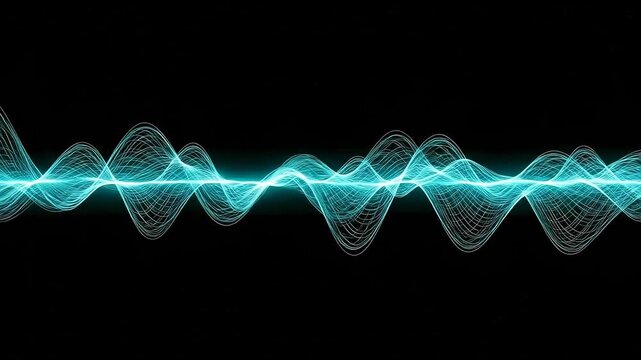 Abstract Audio Visualization Loops Captivating Waveform Dynamics on Black Backgrounds