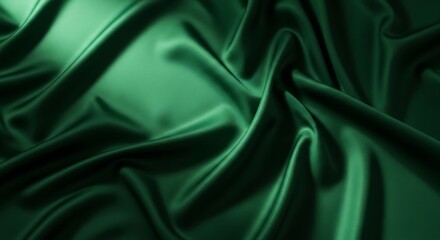 Obraz premium Luxe emerald green fabric drapery with folds and shimmering highlights