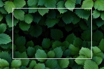 Aerial View of Lush Green Foliage with a White Border Frame